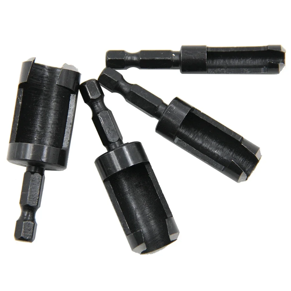 Jeu de forets à tige ronde hexagonale en acier au carbone, outils de forage noirs, prise de charpentier, travail de calcul, 1/4, 6mm, 8mm, 13mm, 16mm, 4 pièces