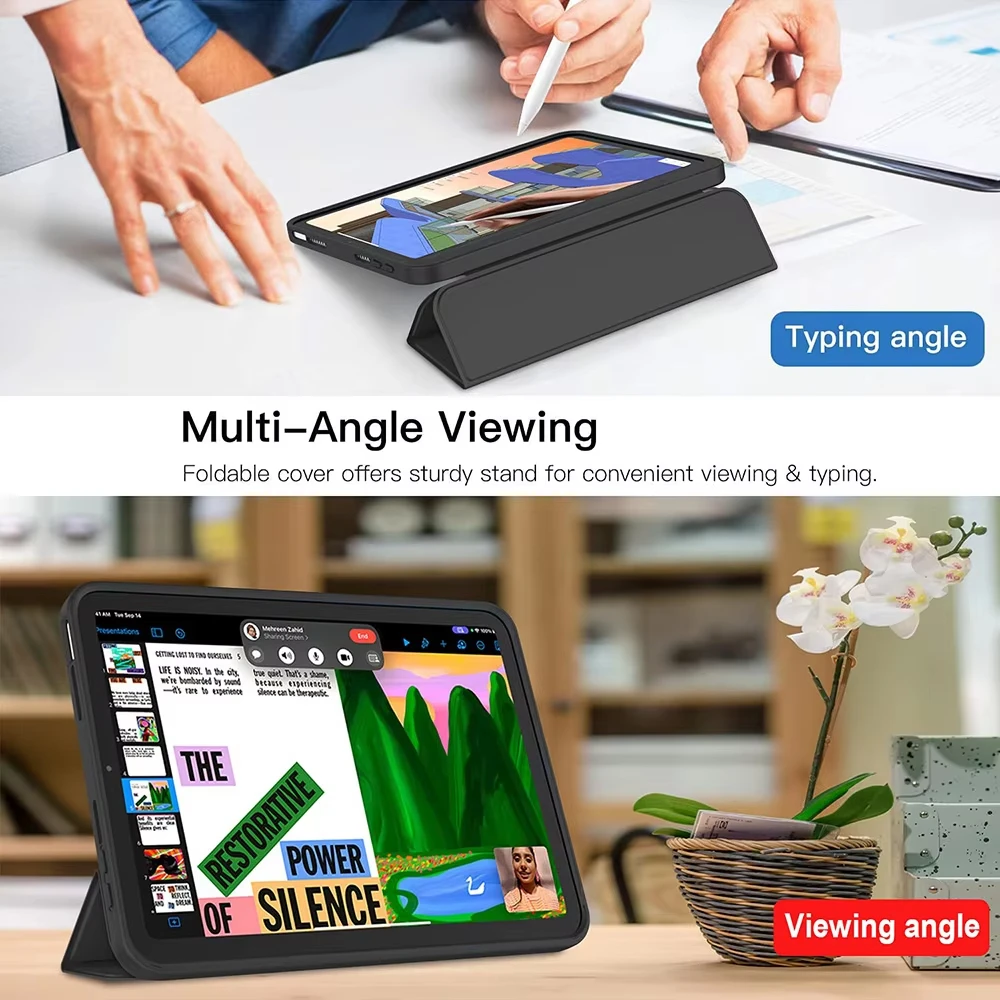 

Мягкий силиконовый чехол для iPad mini 6/7 8.3'' 2021-2024, магнитный смарт-чехол с откидной крышкой для Apple iPad mini 6-го и 7-го поколения