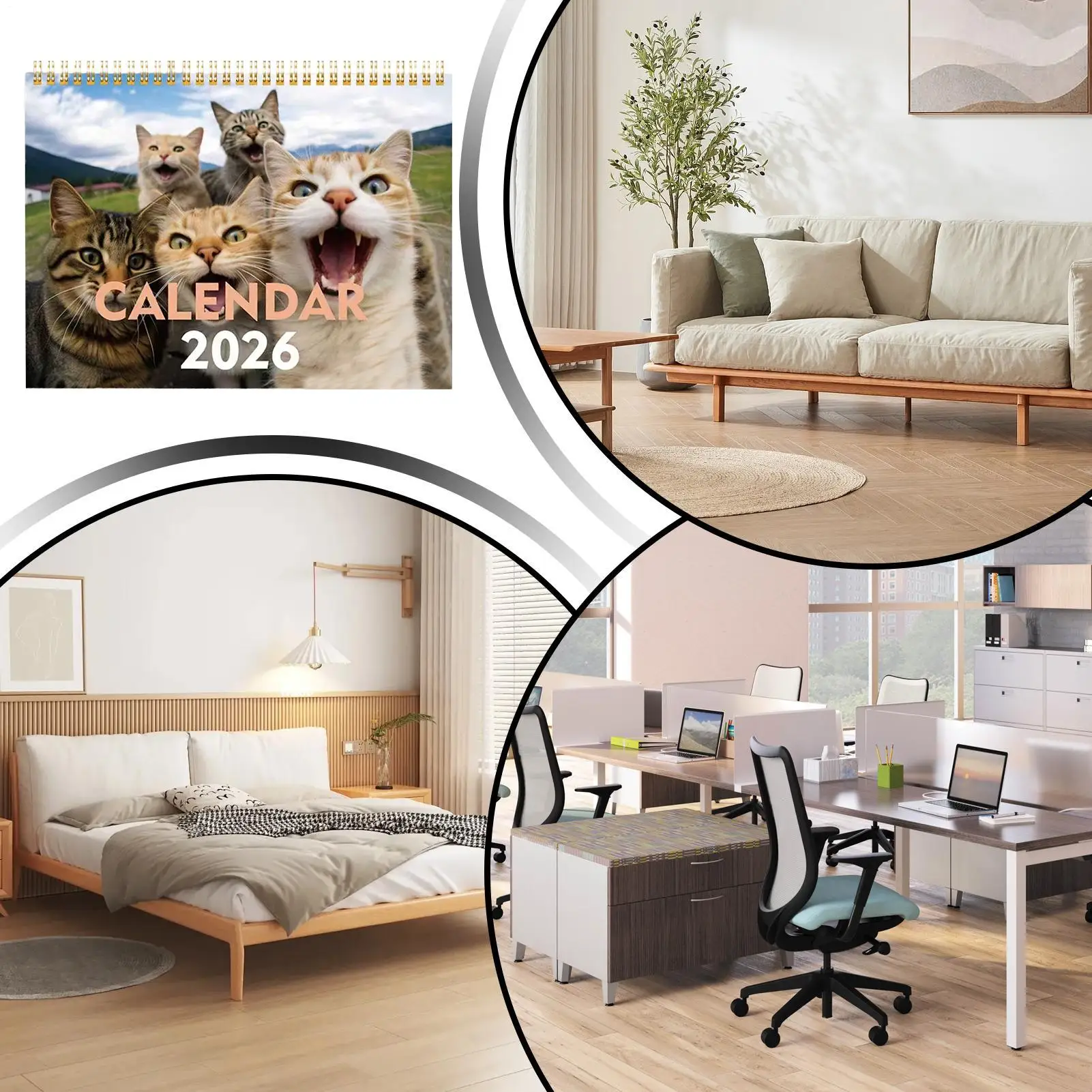 

Настенный календарь с изображением кота на 2026 года, милый милый ежемесячный настольный календарь на 2026 для учебы, организация стола, рабочее место, школьное планирование, домашняя семья
