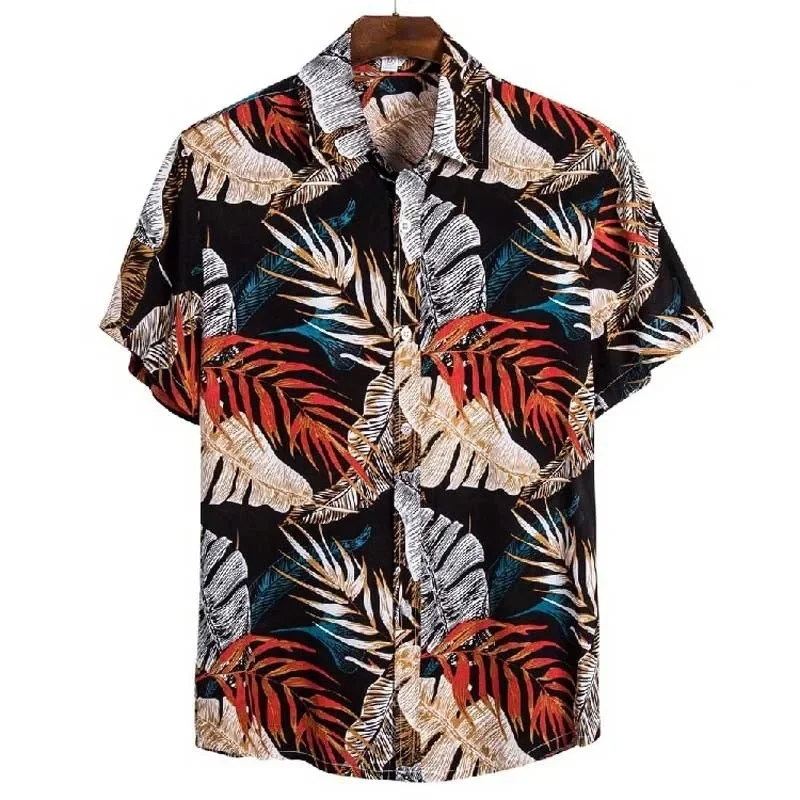 Chemise hawaïenne rétro à imprimé 3D de plantes tropicales, mode décontractée pour hommes, manches courtes, plage