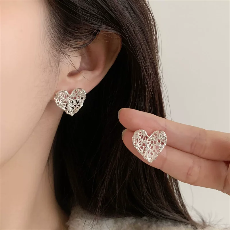 Sweet Delicate Heart Ear Stud Piercing Earrings For Women Girl Fashion New Jewelry Accessories Gift Party серьги