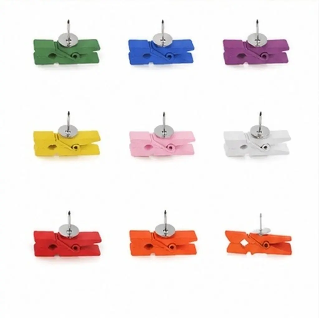 50Pcs Wooden Push Pin Clips Multifunctional Thumbtacks for Photos Messages Memos Bulletin Board Decor Teacher Supplies