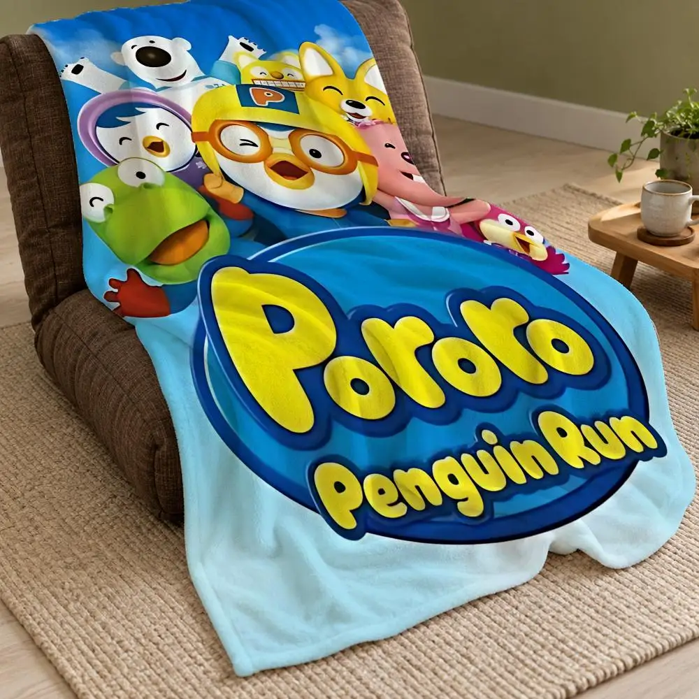 Pororo The Little Penguin Throw Double Sided Flannel Throw Blanket Soft Warm Washable Home Decor
