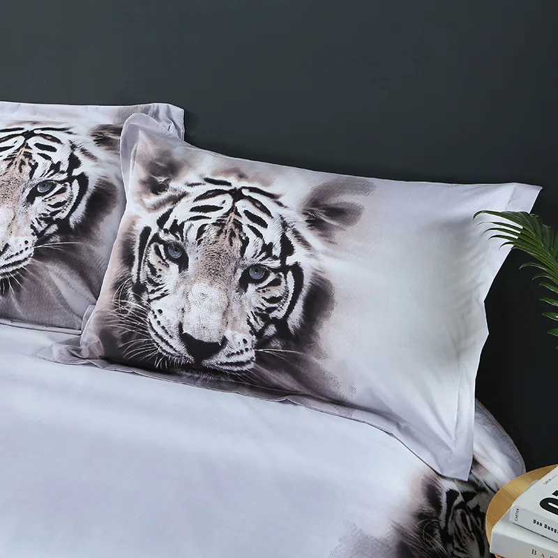 Set Tempat Tidur Harimau Seprai Selimut Penutup Sarung Bantal 3d Cetak Digital Serigala Tekstil Rumah Selimut Penutup Set Tempat Tidur Linen