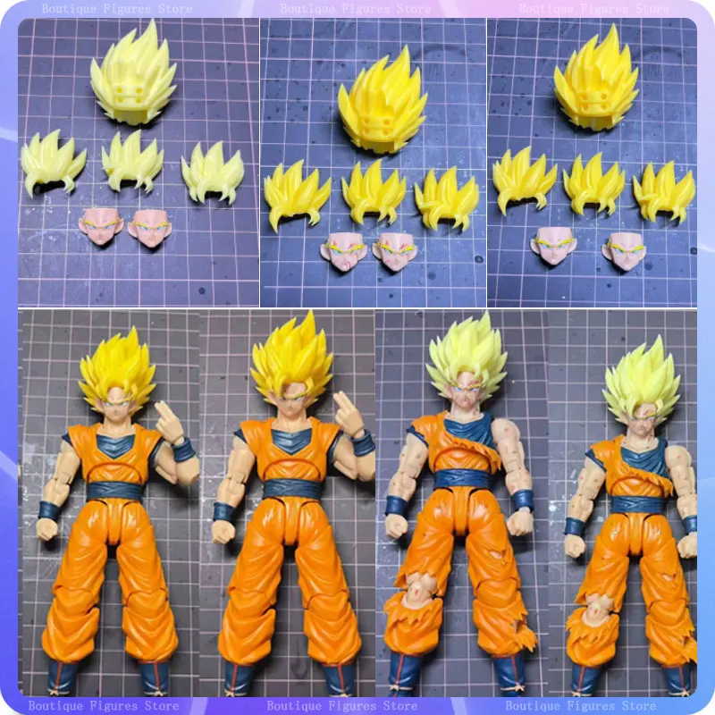 Dragon Ball Goku Accessories Shf Super Saiya Ssj2 Goku Heads Accessories Anime Action Figurine Collection Model Custom Toys Gift