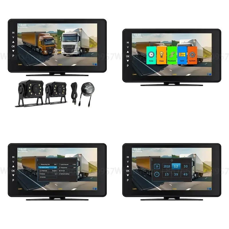 7-Inch IPS Dual Camera Car System with Night Vision Parking Loop Recording Back/Front View Dash Cam