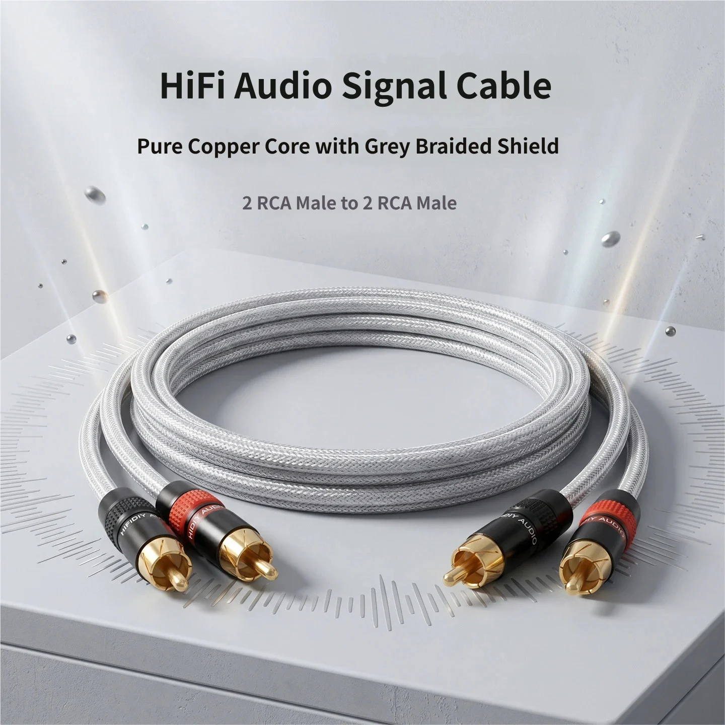 HiFi RCA to RCA Audio Cable Gold Plated Plug Oxygen Free Copper 2RCA to 2RCA Braided Shielded Wire for Amplifier Speaker TV