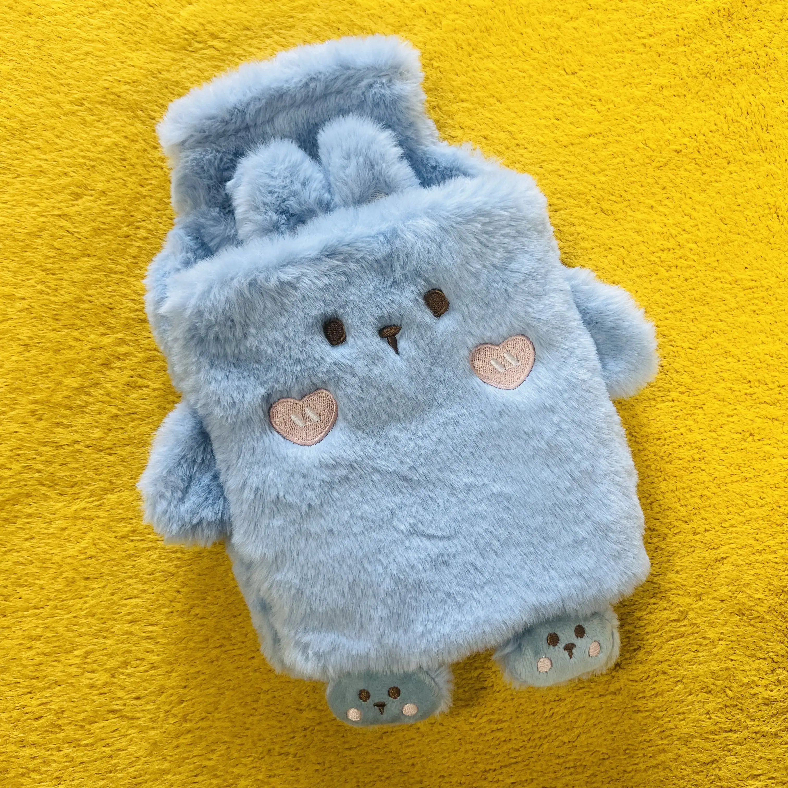 1000ml/33.81oz Hot Water Bag Removable and Washable with Cute Embroidery Rabbit Water Filled with Furry Warm Hot Water Bottle