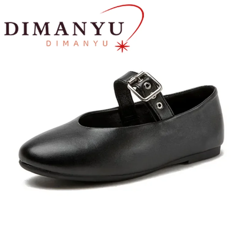 

DIMANYU Ballet Women's Shoes Spring 2024 New Genuine Leather Women's Shoes Flat Top Large 41 42 43 Women's Mary Jane Shoes