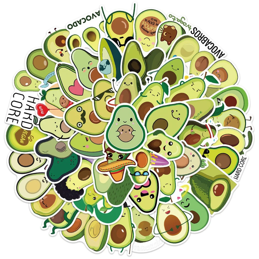 

10/30/50pcs Funny Cute Cartoon Avocado Stickers Waterproof DIY Scrapbook Luggage Phone Fridge Creative Graffiti Decals Packing