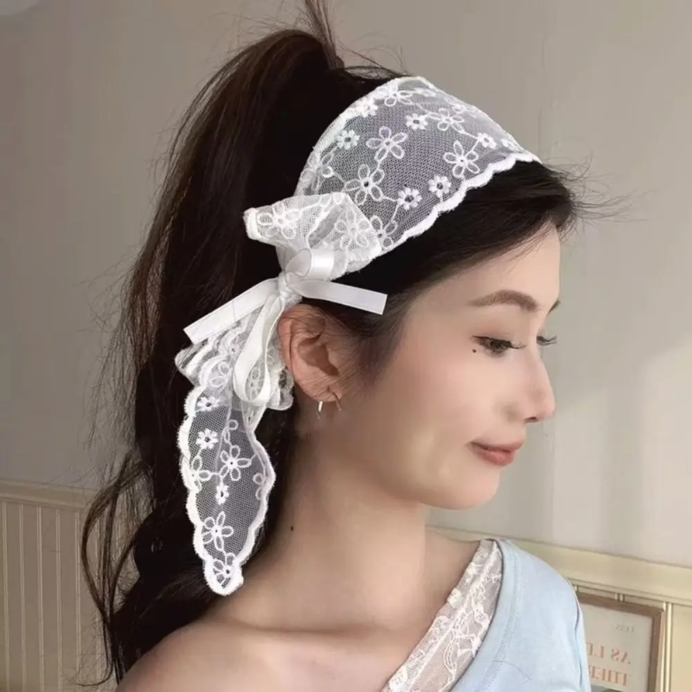 

Popular French Style Knot Headband Bow Ribbon Lace Ribbon Hair Clip Sweet Wide Hairband Girls