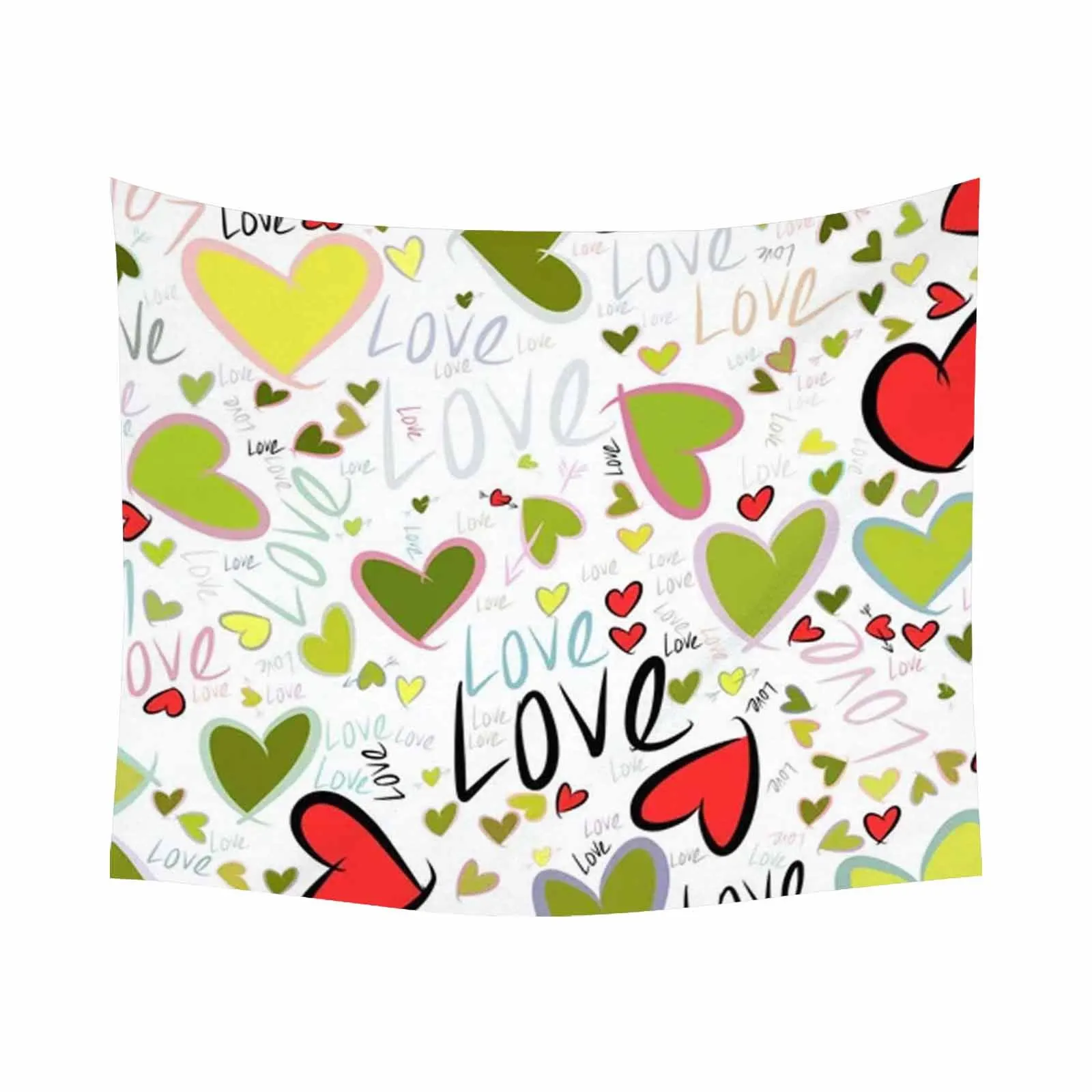 Colorful Love Hearts Tapestry: Vibrant and Romantic Wall Art for a Cheerful, Heartwarming, and Joyfully Decor Statement