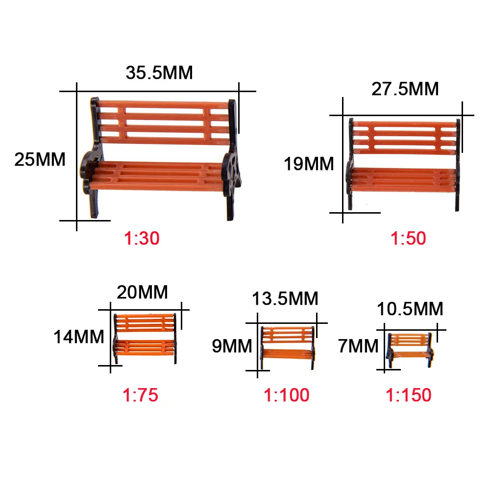 Scale 1:150 Miniature Park Street Seats/Bench Chair Diy Building Garden Sand Table Scene Layout Materials Diorama Kits 5Pcs/Lot