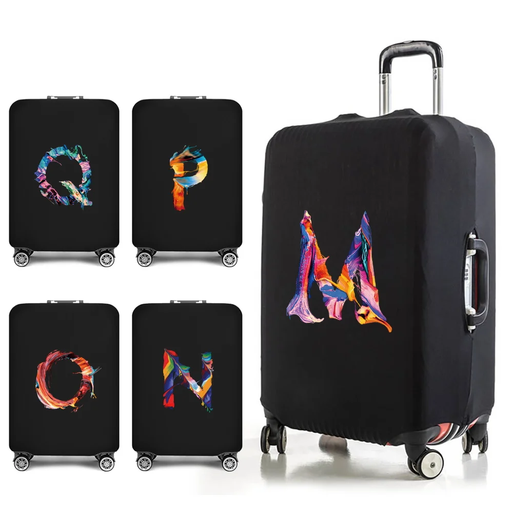 Travel Essentials Suitcase Cover Paint Letters Print for 18-32 Inch Traveling Accessories Bags Trolley Luggage Protective Case