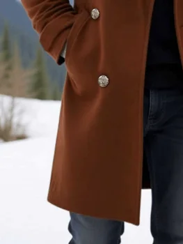 Men's Solid Wool Blend Overcoat 5 Winter Men's Solid Ocercoat: Double-Breasted Jacket In Woolenen Fabric, Thickened Lining For Ultimate Warmth - New Arrival Coats 5