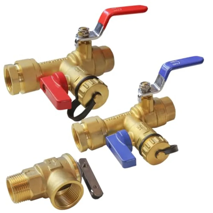 

3/4-Inch IPS Isolator Tankless Water Heater Service Valve Kit with Pressure Relief Valve, Clean Brass
