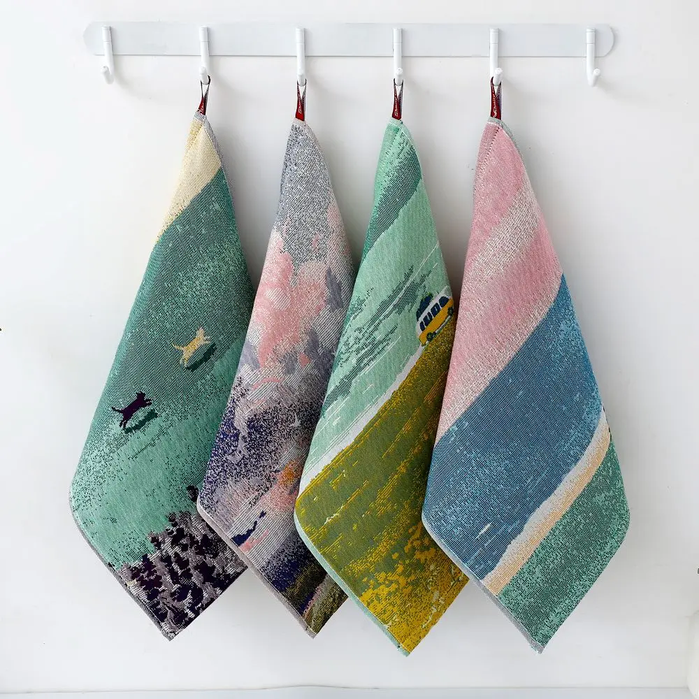 Cute 34x40cm Large Hand Towel Cartoon 4 Layer Cotton Gauze Kitchen Towel Quick Dry Decorative Tea Towel for Kids Children