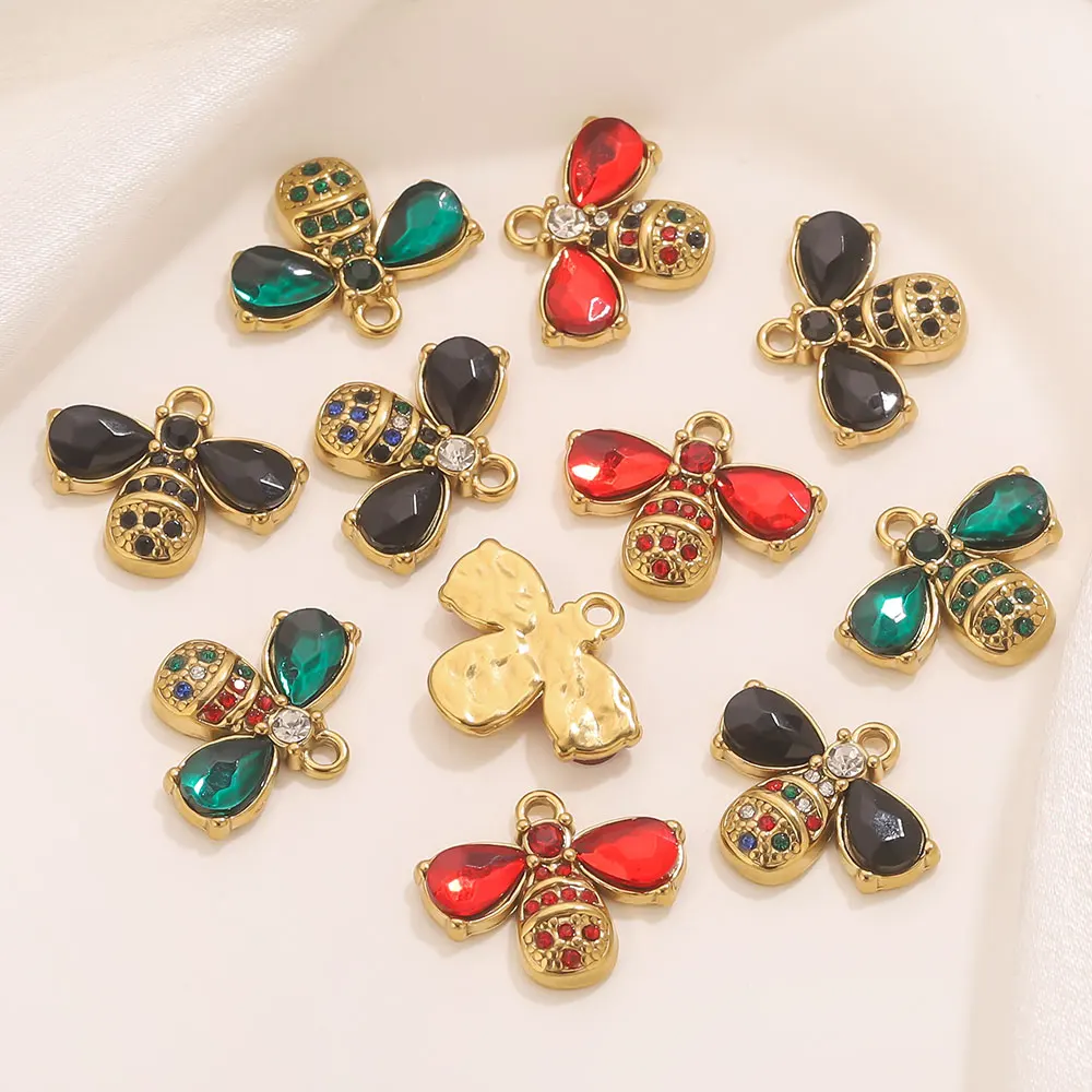 

3PCS Enamel Rhinestone Bee Charms DIY Jewelry Making Decorative Parts for Making Women's Earrings, Necklaces,Bracelets Materials