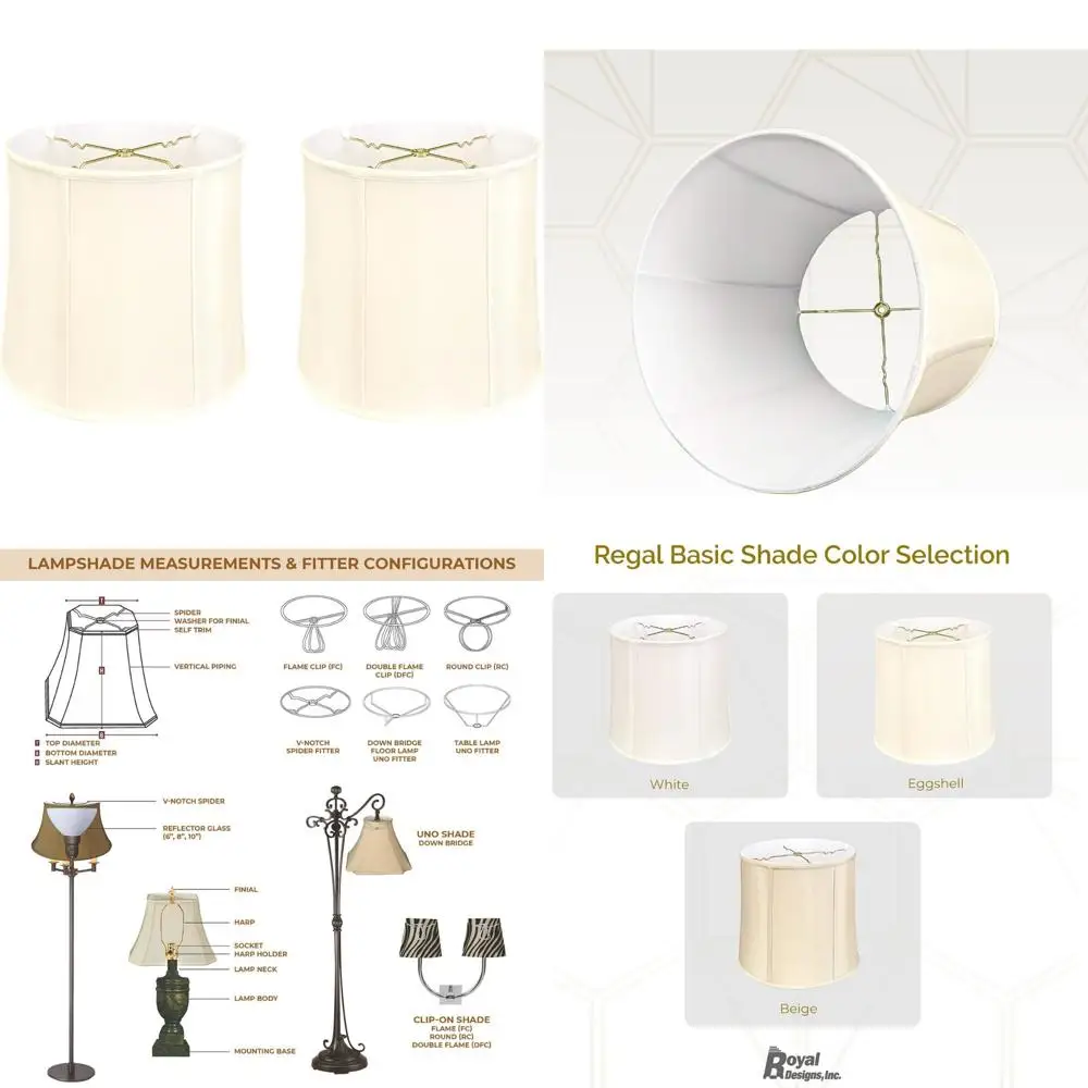 

Elegant Drum Lamp Shades Set of 2, 11x13x11 Inches, Eggshell Finish, Basic Design