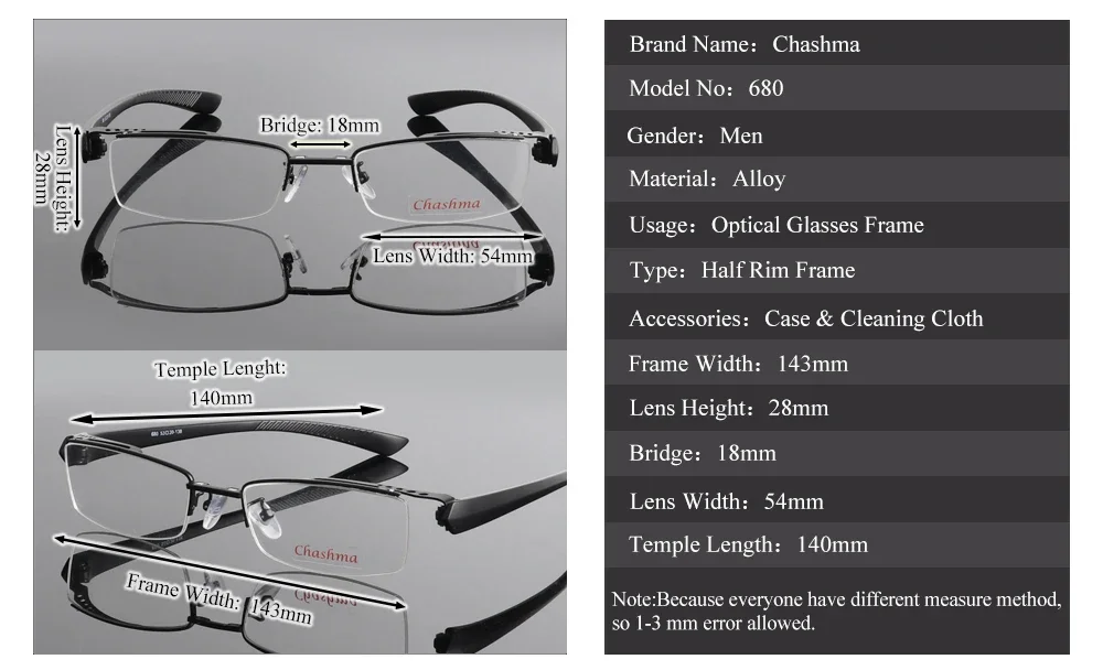 Chashma Brand Day and Night Driving Polarized Lenses Magnet Clips Prescription Spectacles Eyewear Frame Mens Optical Eye Glasses