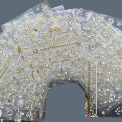 1Set 3D Nail Sticker Gold Diamond Decal Stick Nails Self-adhesive Metal Nail Tattoo for Feminine Girl DIY Tattoo Sticker #JE12