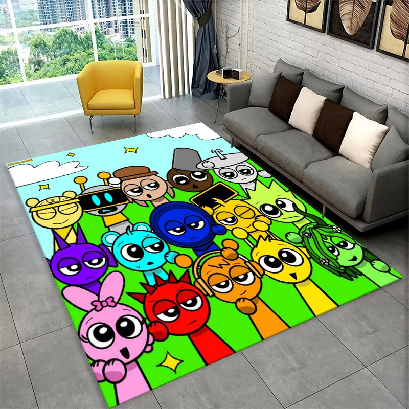 HD Music Sprunki Incredibox Game Non-Slip Area Rug for Living Room Bedroom Playroom,Carpet Floor Mat for Home Decor Holiday