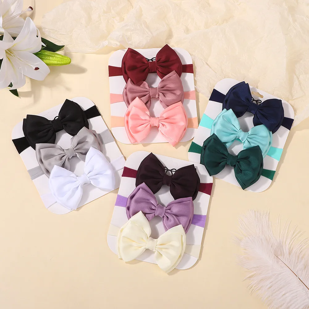 3 stuks baby strik hoofdband effen kleur zachte elastische haarband baby hoofddeksels schattige baby haaraccessoires