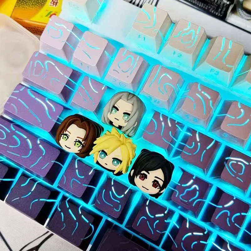 

Kawaii Final Fantasy Cloud Strife Keycap Anime Figure Sephiroth Mechanical Resin Keyboard Keycap Keyboard Accessories Gift