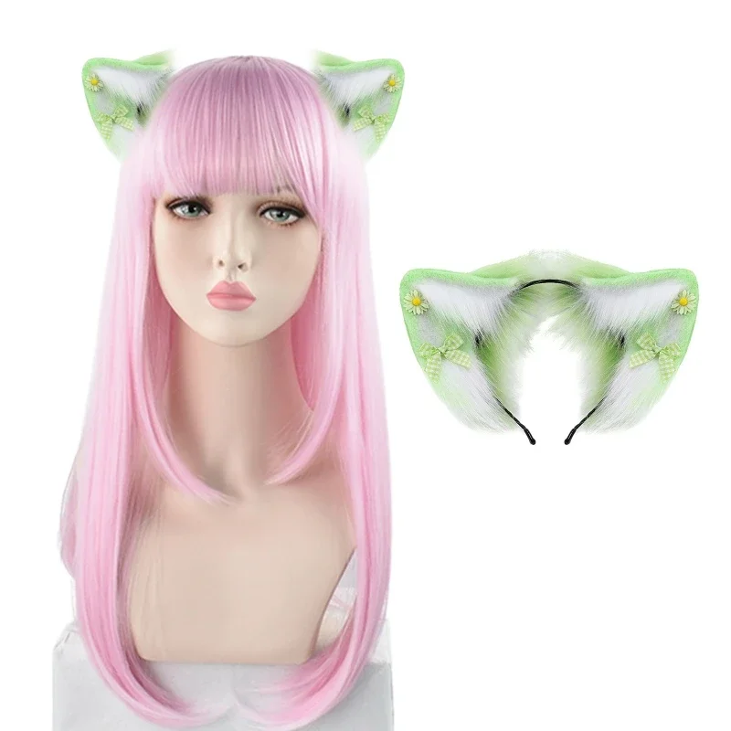 Women Girls Cartoon Fox Ears Shaped Headband Plush Hair Hoop Live Broadcast Rave Christmas Cosplay Party Headpieces