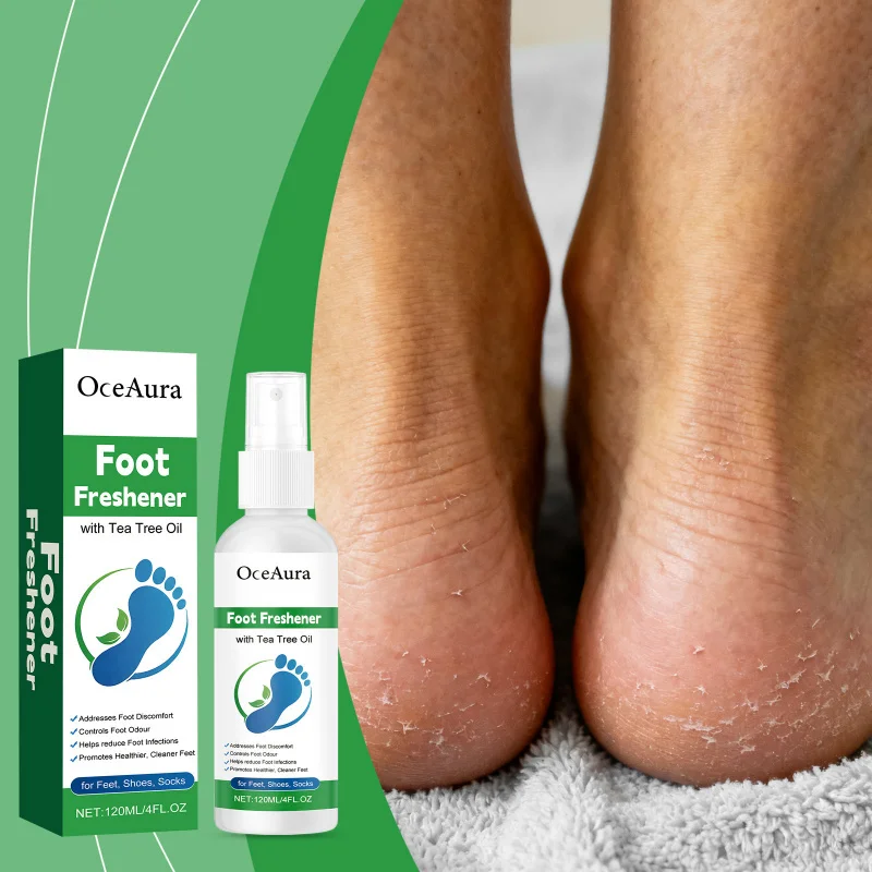 

OCEAURA Спрей для ухода за ногами с маслом чайного дерева, увлажняющий и питательный, освежающий и смягчающий, защищает и уход за ногами