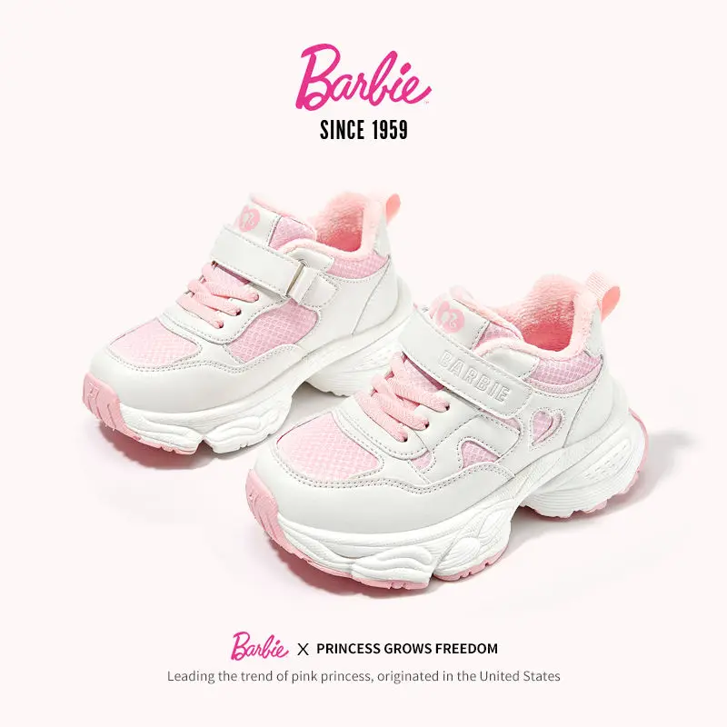 Anime Barbie Sports Cotton Shoes Cartoon Children Fashion Winter Warm Shoes Cute Girl Snow Boot Plush Water Proof Warm Kid Shoes