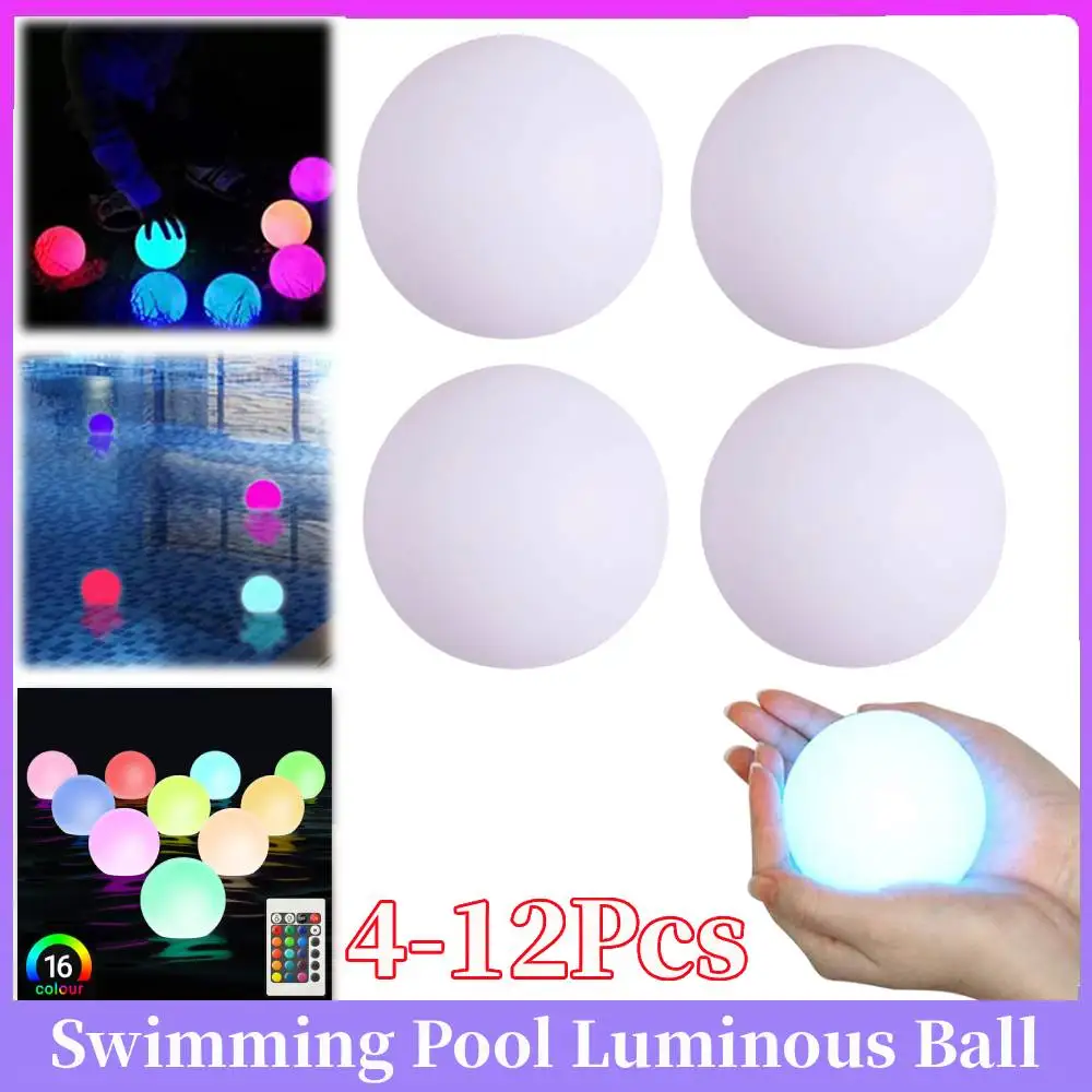 

4-12 шт. светодиодный светящийся шар с дистанционным управлением, уличный шар, плавающий светильник для бассейна, лампа для вечеринки в бассейне для сада, двора, декора бассейна