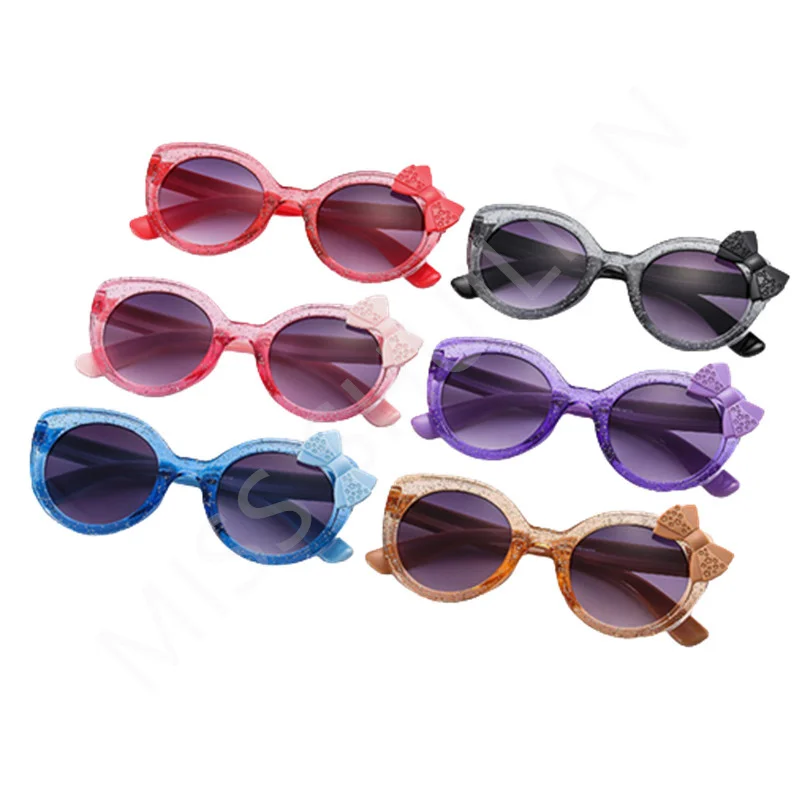 2024 Lovely Cat Eye Children Sunglasses Personality Bowknot Sun Glasses Kids Cute Baby Eyewear Trend Girls Boy Eyeglasses