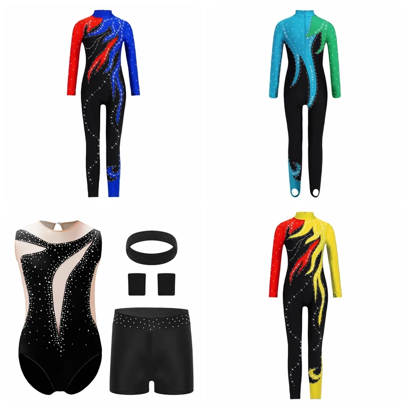

Children's Figure Skating Jumpsuit Dancewear Yoga Dance Costume Kids Ballet Dance Leotard Girls Rhythmic Gymnastics Bodysuit