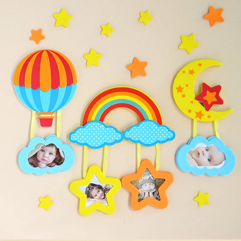 Foam Cartoon Children Room EVA Wall Sticker Photo Frame Star House Heart Shape DIY Photo Combination Personalized Wallpaper