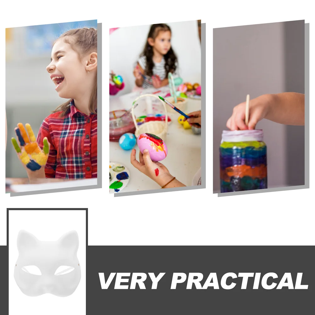 

15pcs Cat Mask Diy Unpainted Paper Masks For Craft Party Cosplay Halloween Blank White Animal Masquerade Supplies