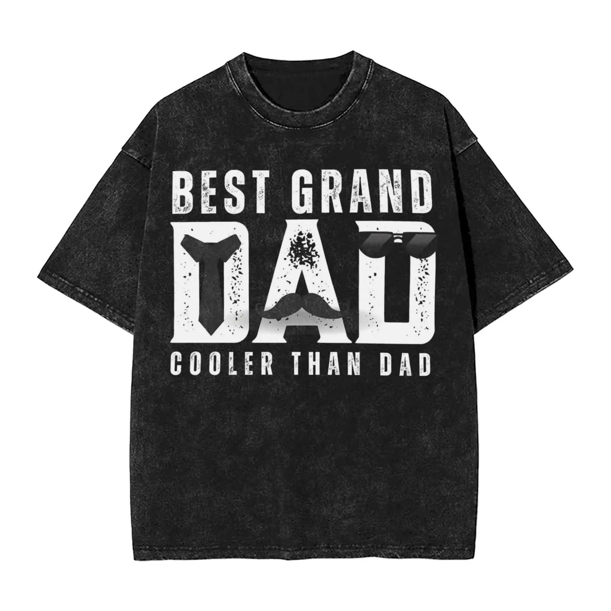 Grand Dad Cooler than Dad Washed T Shirt Streetwear Hip Hop Fashion T-Shirts Father's Day Tee Shirt Men Women Cotton Oversize