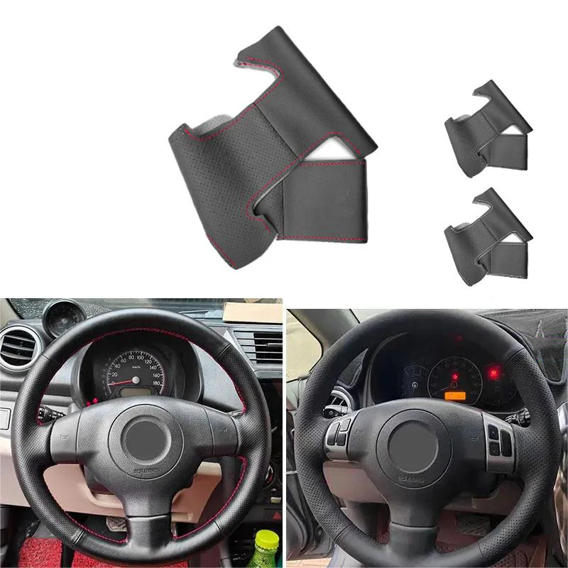 Hand-stitched Car-styling Steering Wheel Leather Cover For Suzuki Swift SX4 Alto 2008-2013 Splash 2007 Opel Agila (2) 2008-2014