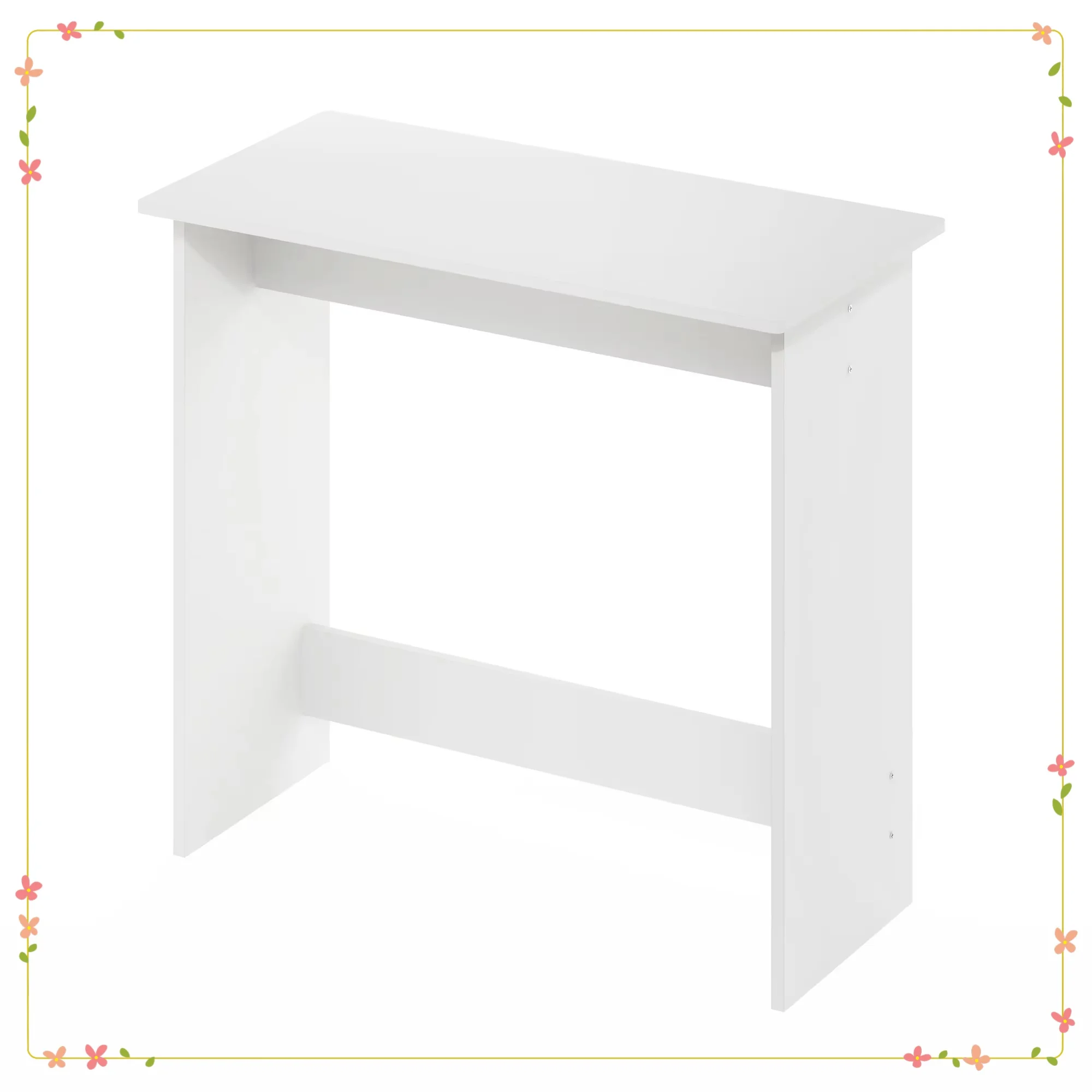 

Simplistic Study Table White, Compact Desk for Small Spaces, Dorm Rooms & Home Office with Minimalist Design