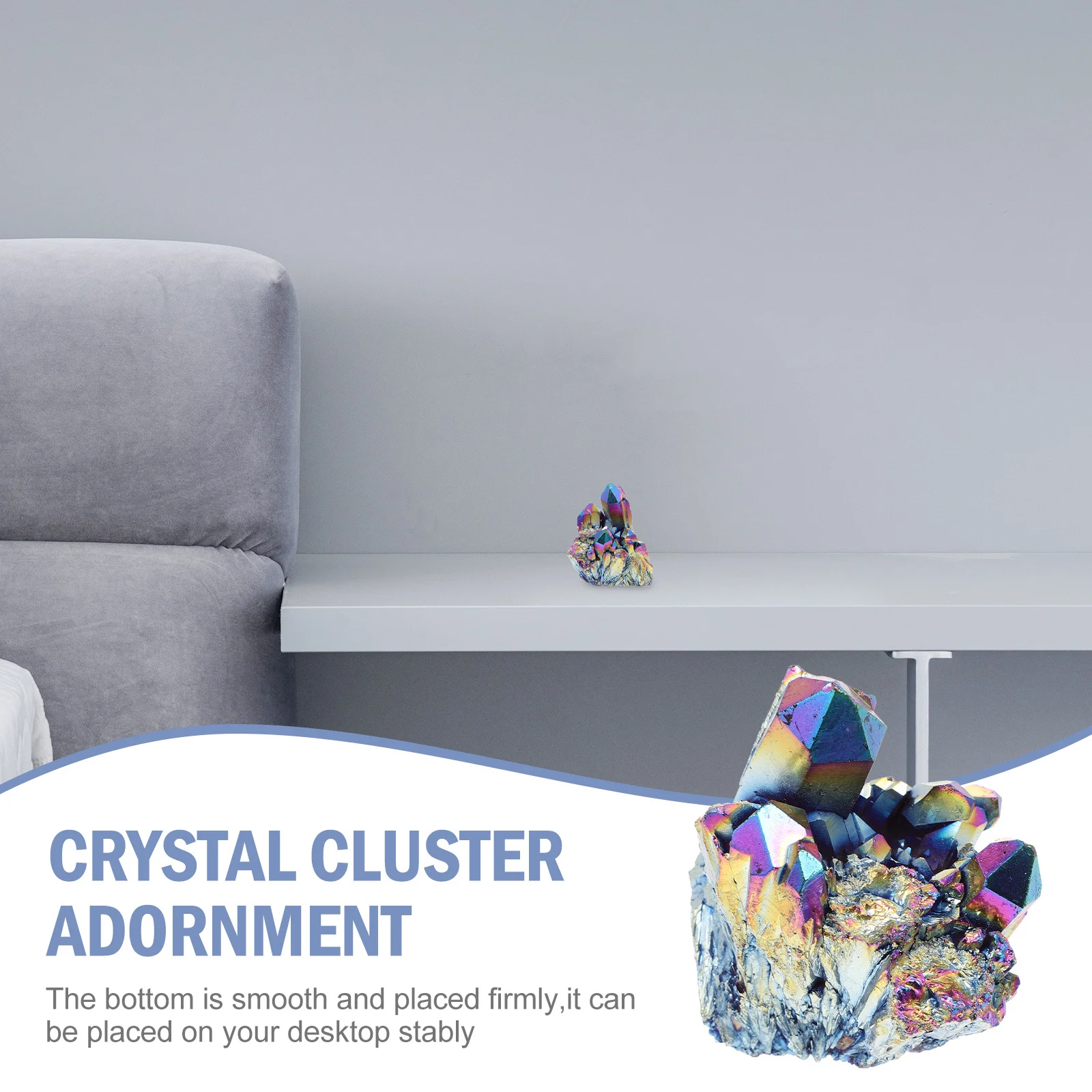 

Rainbow Crystal Cluster Decor Electroplated Irregular Stone For Desktop Home Feng Shui Ornament Table Decoration Craft