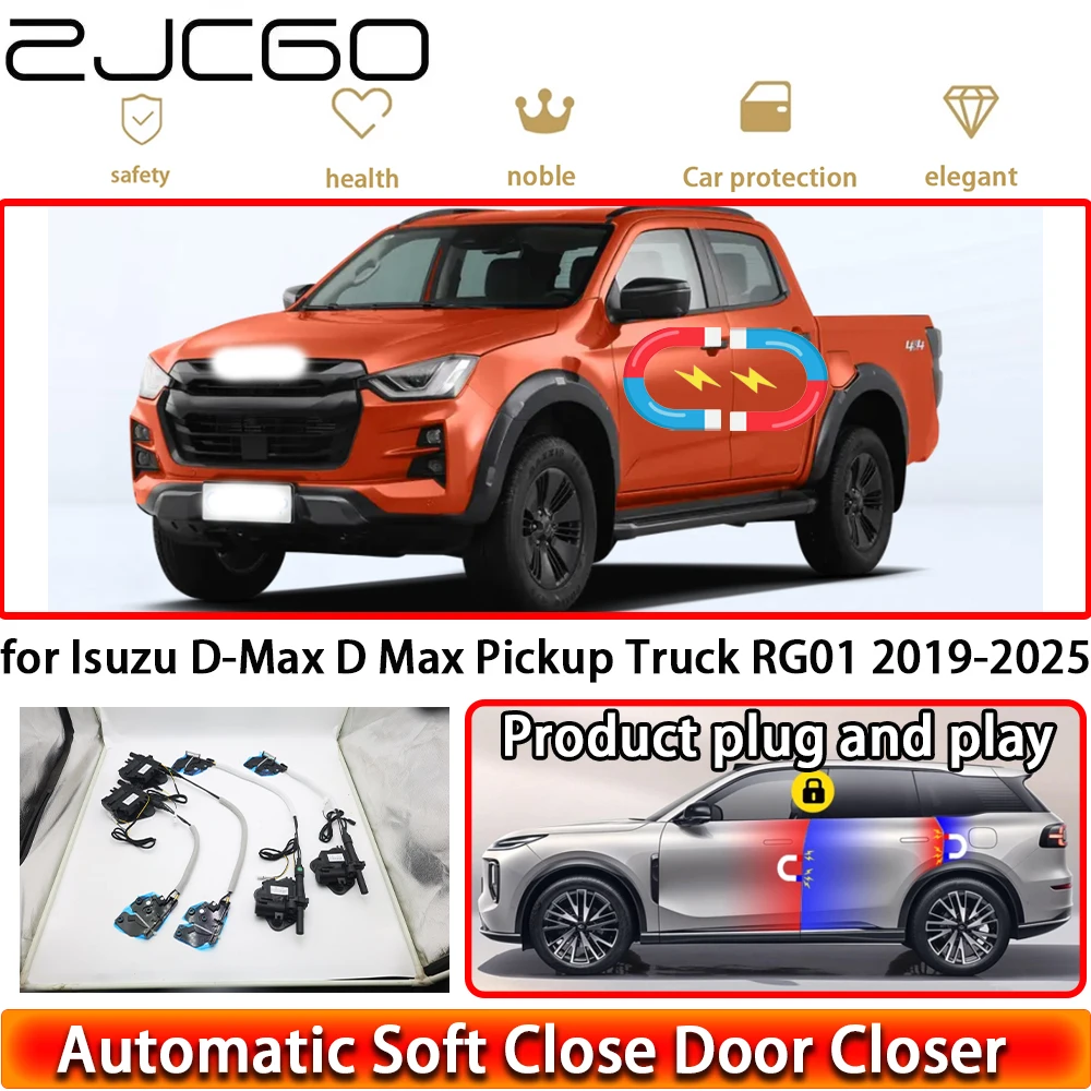 ZJCGO for Isuzu D-Max D Max Pickup Truck RG01 2019-2025 Soft Close Door Kit Power Closing Latch System Auto Pull Door Easy Close