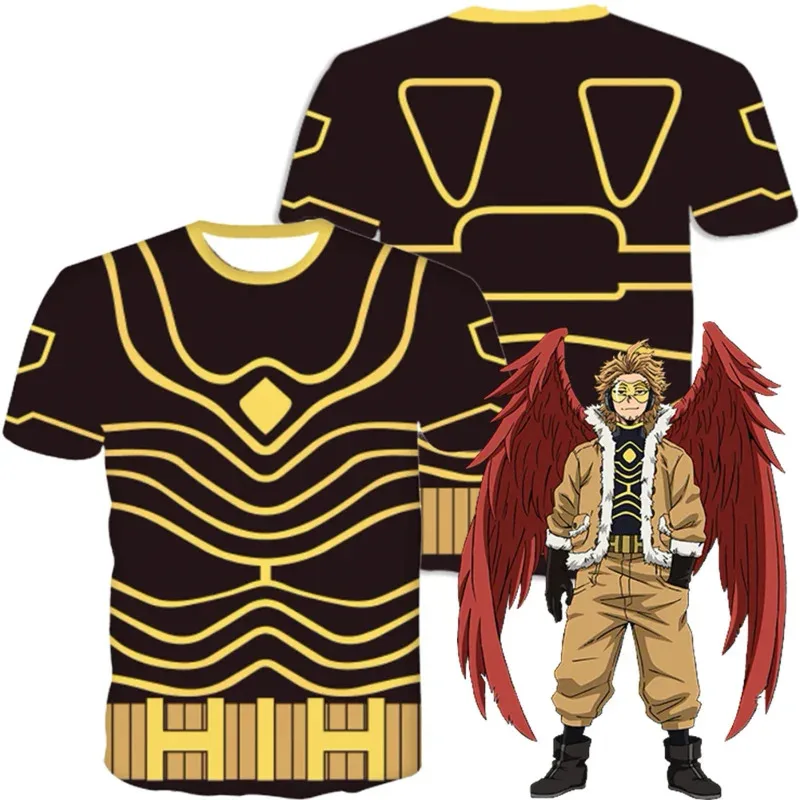 Hawks Takami Keigo hombres camiseta disfraz Anime mi héroe Cosplay Academia fantasía hombre Halloween carnaval ropa papel NM33