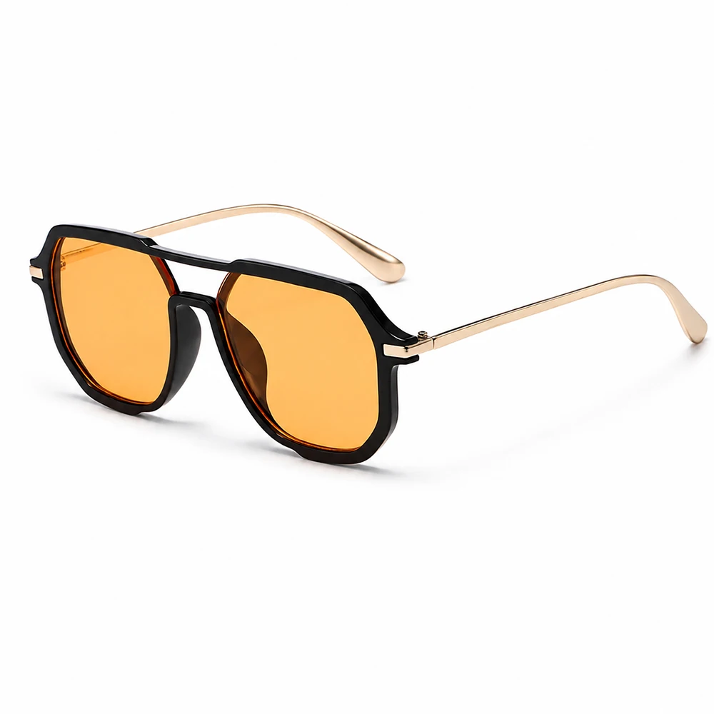 Retro Doppelbrücken-Sonnenbrille Quadratisch für Damen und Herren Vintage UV400 Modische Sonnenbrille für Täglichen Outdoor-Gebrauch – Detail 6