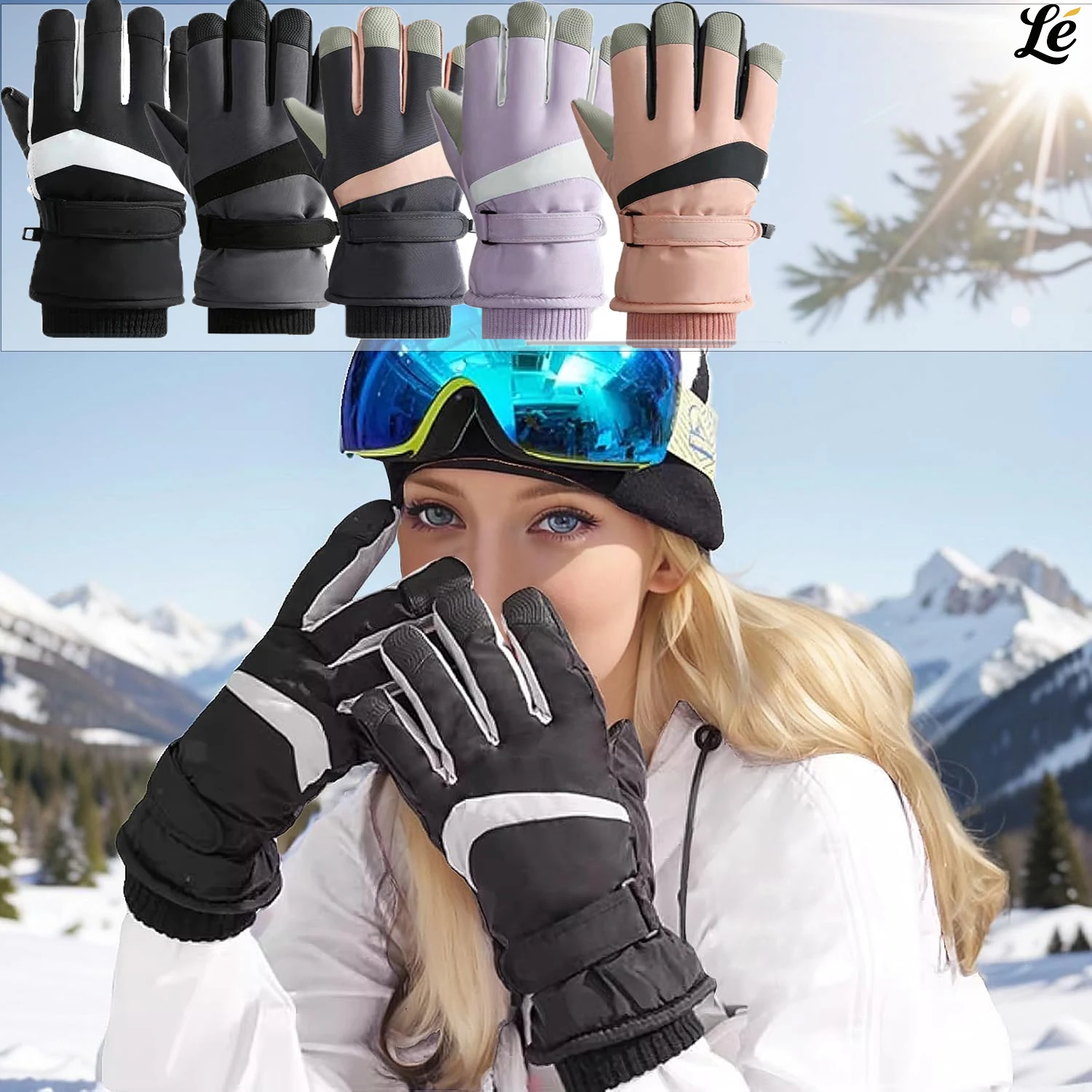 

Ski Gloves Windproof Warm - Touchscreen Waterproof Winter Gloves For Skiing Cycling And Outdoor Sports Cold Weather Protection