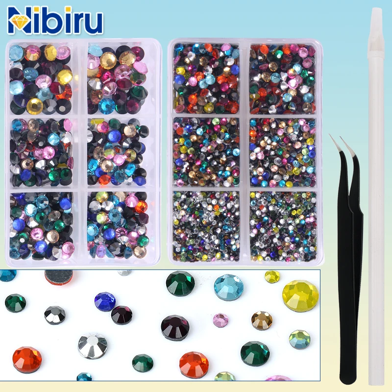 DMC 6600Pcs Hotfix Rhinestone Set SS6-SS30 Crystal Stones Glass for Fabric Clothes Sparkly Flat Back