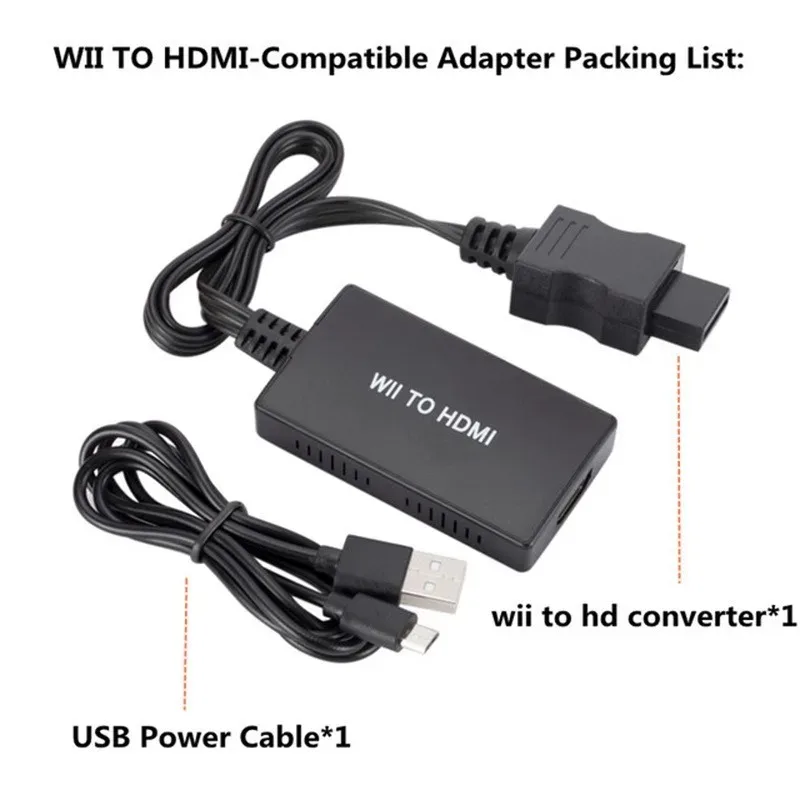 Grwibeou wii zu hdmi-kompatibler Konverter wii zu hdmi-kompatibler Adapter mit 3,5-mm-Audiobuchse unterstützt Wii-Display für PC-HDTV