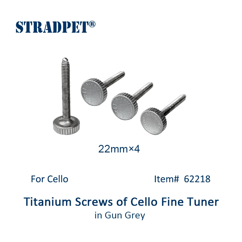 STRADPET 4pcs Titanium Screws of Cello Fine Tuner in Bright or Gun Gray, Two Bolt length, Four kinds of Nuts for Cello Tuner