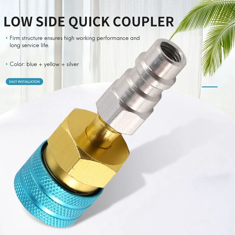 R1234Yf to R134A Low Side Quick Coupler, R12 to R134A Hose Adapter Fitting Connector for Car Air-Conditioning Ac Charging