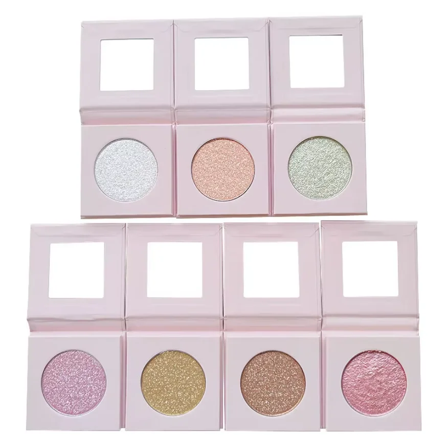 Makeup Highlighter Custom Logo Cosmetics Single Pink Palette Glow Cream Glitter Highlight Wholesale Smooth Shadow Vegan 10pcs