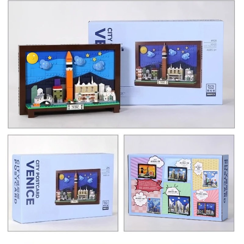 SEMBO البندقية مدينة بطاقة بريدية اللبنات الأطفال العصرية اللعب لغز التجمع نموذج سطح المكتب الحلي الإبداعية اللعب الهدايا #5